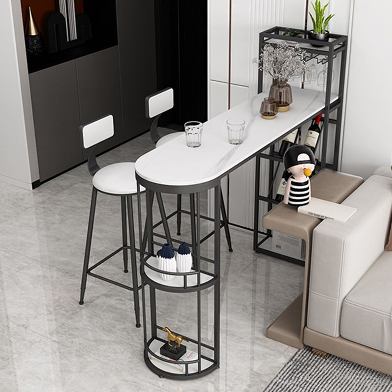 Wine Rack Modern Bistro Bar Desk Marble Sled Bar Height Indoor Cocktail Table Clearhalo 'Bar Furniture' 'Bar Tables' 'bar_tables' 'furn' 'furn_bar_tables' 'Furniture' 'furniture_bar_tables' 'Kitchen & Dining Furniture' 'kitchen&dining_furn' 'kitchen' 1200x1200_70e8368a-604d-4fd2-8739-7dcc9eb62dba