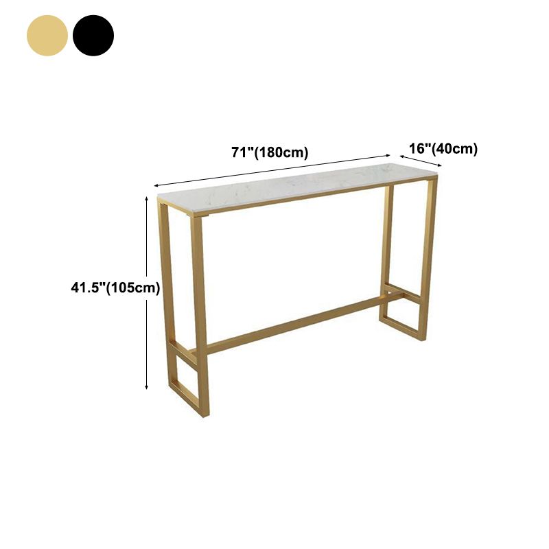 Glam Rectangle Faux Marble Pub Bar Table Iron Bar Dining Table with Trestle Pedestal Clearhalo 'Bar Furniture' 'Bar Tables' 'bar_tables' 'furn' 'furn_bar_tables' 'Furniture' 'furniture_bar_tables' 'Kitchen & Dining Furniture' 'kitchen&dining_furn' 'kitchen' 1200x1200_70eaad3f-128d-41c3-a47d-1aae0c34db05