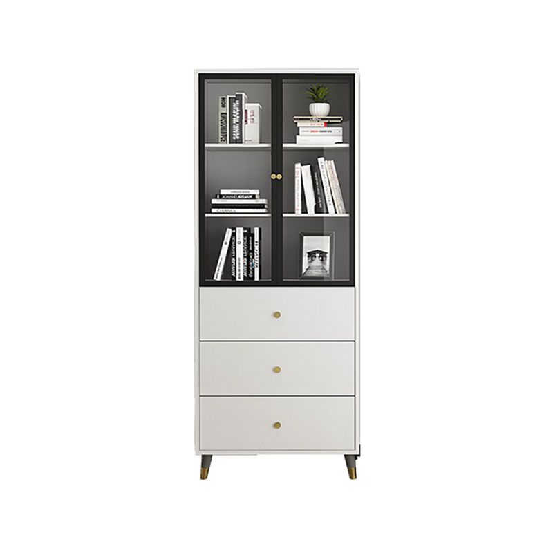 Glam Standard Bookcase Metal Frame Manufactured Wood Shelf Bookshelf with Glass Door Clearhalo 'Bookcases' 'furn' 'furn_bookcases' 'Furniture' 'furniture_bookcases' 'kitchen' 'kitchen_bookcases' 'Living Room Furniture' 'Office Furniture' 1200x1200_70ec78b0-092d-4c88-afa2-a798a51fafdf