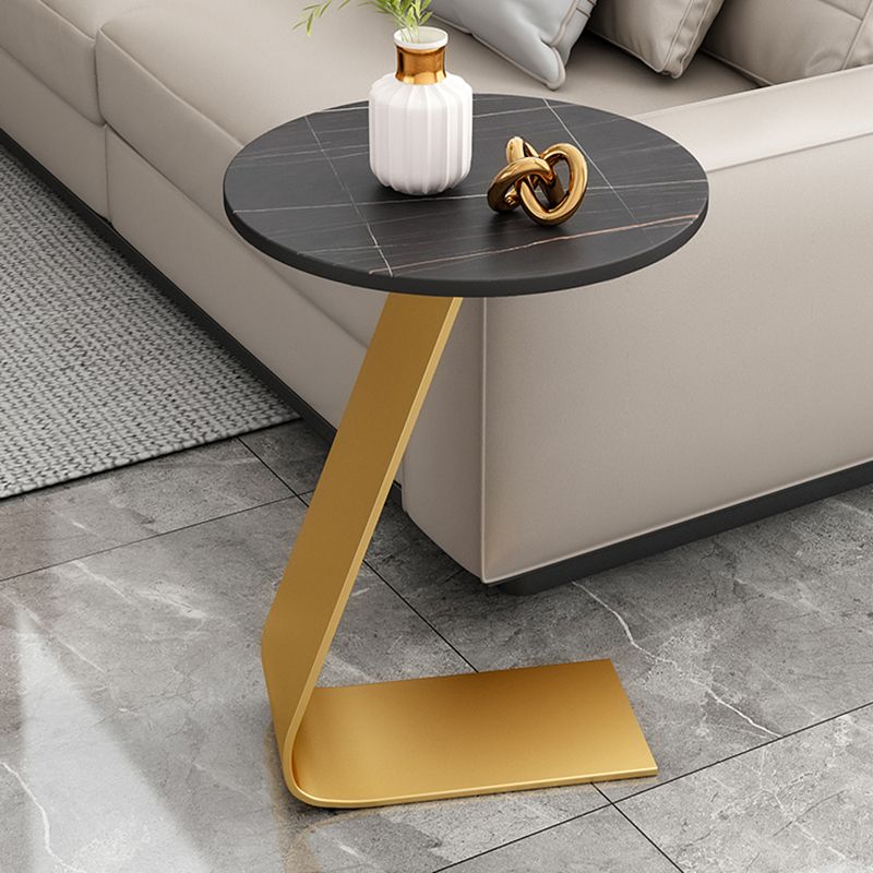 Glam Round Side Table 17.7-inch Metal C End Table for Living Room