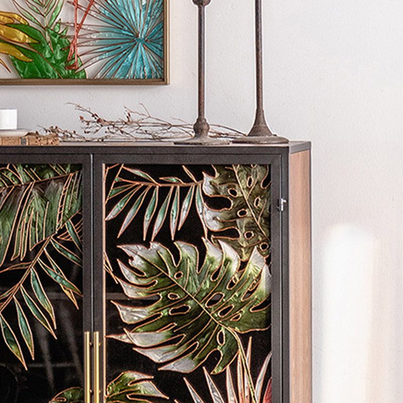 Glam Glass Door Sideboard Engineered Wood Side Board for Kitchen Use Clearhalo 'buffet_sideboard' 'Buffets & Sideboards' 'furn' 'furn_buffet_sideboard' 'Furniture' 'Kitchen & Dining Furniture' 1200x1200_70efd943-8cf8-4ec9-8a74-454bbcf36788