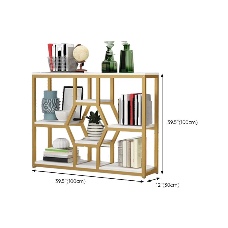Metal and Wooden Book Shelf Etagere Open Study Room Shelf Bookcase with Doors