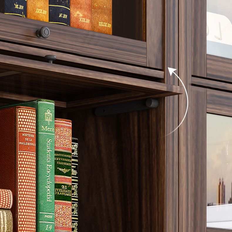 Espresso Shelf Bookcase Modern & Contemporary Bookshelf with Doors for Study Room