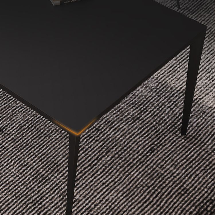 Black Stone Dining Table Contemporary Dining Table with 4 Legs Clearhalo 'Dining Tables & Seating' 'Dining Tables' 'dining_table' 'furn' 'furn_dining_table' 'Furniture' 'furniture_dining_table' 'Kitchen & Dining Furniture' 'kitchen' 'kitchen_dining_table' 1200x1200_70f500c4-2349-4b78-a626-8c0256c63791