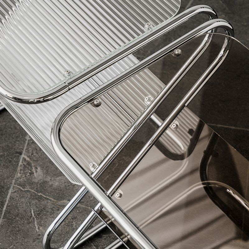 24" Tall Square Glass Top Side Table Iron Abstract Base End Table