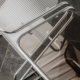 24" Tall Square Glass Top Side Table Iron Abstract Base End Table