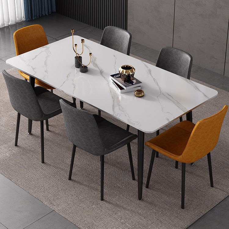 Sintered Stone Dining Table Industrial Style 4 Legs Base Rectangle Table for Dining Room Clearhalo ' dining_table' 'Dining Tables & Seating' 'Dining Tables' 'furn' 'furn_dining_table' 'Furniture' 'furniture_dining_table' 'Kitchen & Dining Furniture' 'kitchen&dining_furn' 'kitchen' 'kitchen_dining_table' 1200x1200_70f7839c-05e5-4c27-be26-0f4ad5f540b2