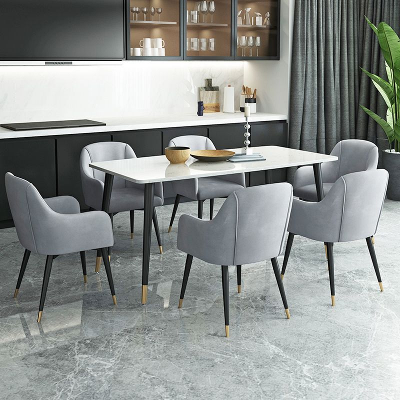Dining Set Modern with Sintered Stone Rectangle Table and Padded Chairs Clearhalo 'Dining Room Sets' 'Dining Tables & Seating' 'dining_room_set' 'furn' 'furn_dining_room_set' 'Furniture' 'furniture_dining_room_set' 'Kitchen & Dining Furniture' 'kitchen&dining_furn' 'kitchen' 1200x1200_70fad35a-c5d4-48bf-b9e1-a4d3e511372d