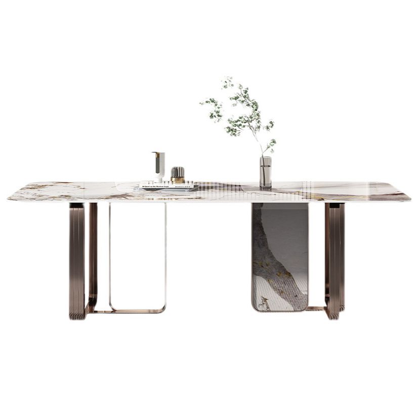 Rectangle Sintered Stone Top Table Contemporary Metal Base Dining Table Clearhalo 'Dining Tables & Seating' 'Dining Tables' 'dining_table' 'furn' 'furn_dining_table' 'Furniture' 'Kitchen & Dining Furniture' 1200x1200_70fd1a31-56d5-4e34-9602-fdcde144b34d