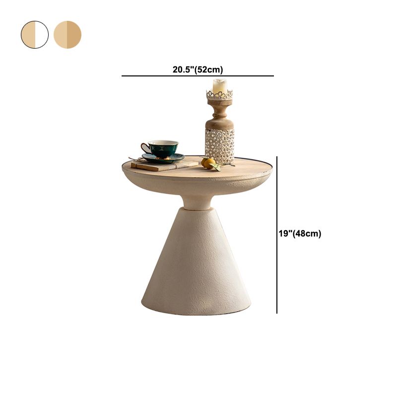 French Country Wooden Round Top Side Table Iron Pedestal End Table