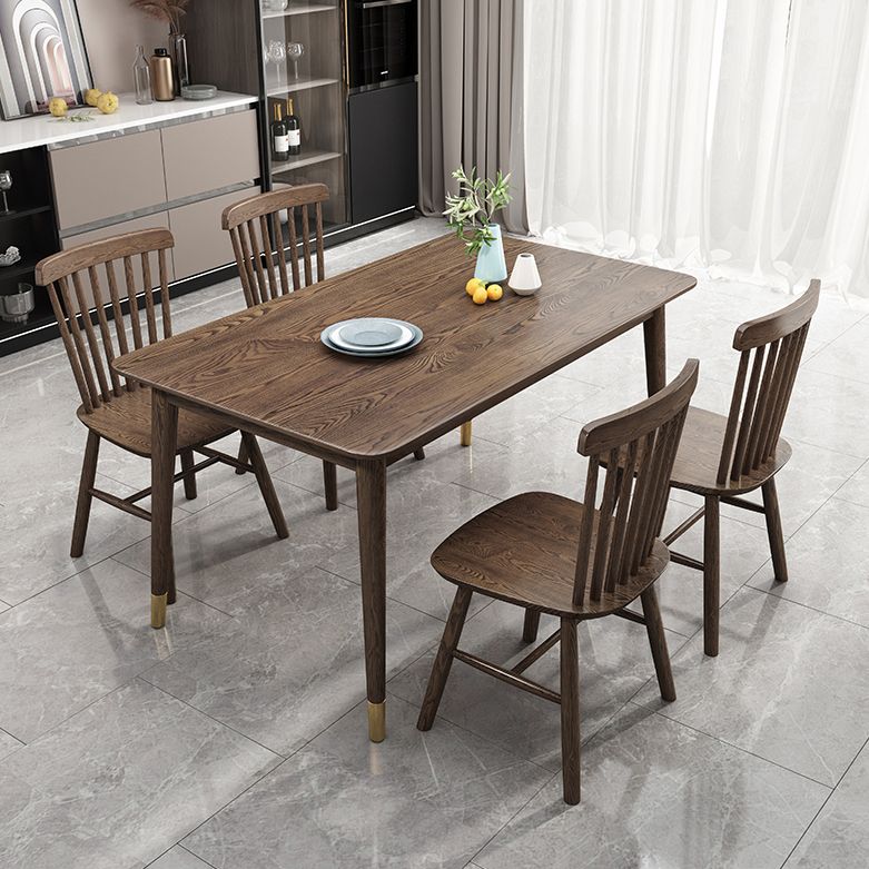 Dining Room Solid Wood Set Contemporary with Rectangle Table Dining Set with 4 Legs Base Clearhalo 'Dining Room Sets' 'Dining Tables & Seating' 'dining_room_set' 'furn' 'furn_dining_room_set' 'Furniture' 'furniture_dining_room_set' 'Kitchen & Dining Furniture' 'kitchen&dining_furn' 'kitchen' 1200x1200_70fdf202-1b19-4748-9dd6-62648389be31