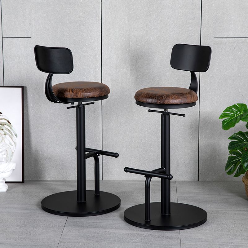 Industrial Adjustable Height Swivel Bar Stool Black Footrest Home Stool Clearhalo 'Bar Furniture' 'Bar Stools' 'bar_stools' 'furn' 'furn_bar_stools' 'Furniture' 'furniture_bar_stools' 'Kitchen & Dining Furniture' 1200x1200_70fea5d8-cb1b-419e-b9ac-252c44facc74