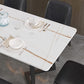 Modern Rectangle Stone Table for Restaurant Balck Metal Pedestal Dining Table Clearhalo 'Dining Tables & Seating' 'Dining Tables' 'dining_table' 'furn' 'furn_dining_table' 'Furniture' 'furniture_dining_table' 'Kitchen & Dining Furniture' 'kitchen' 'kitchen_dining_table' 1200x1200_70ffbcbb-1408-4ab9-a328-426d3bac26f6