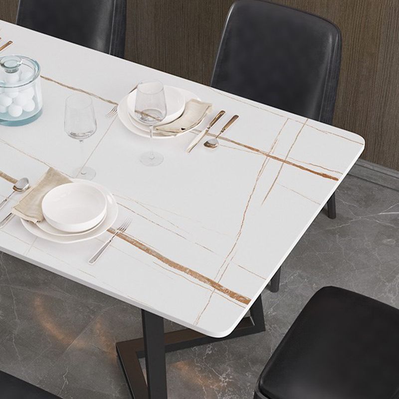 Modern Rectangle Stone Table for Restaurant Balck Metal Pedestal Dining Table Clearhalo 'Dining Tables & Seating' 'Dining Tables' 'dining_table' 'furn' 'furn_dining_table' 'Furniture' 'furniture_dining_table' 'Kitchen & Dining Furniture' 'kitchen' 'kitchen_dining_table' 1200x1200_70ffbcbb-1408-4ab9-a328-426d3bac26f6