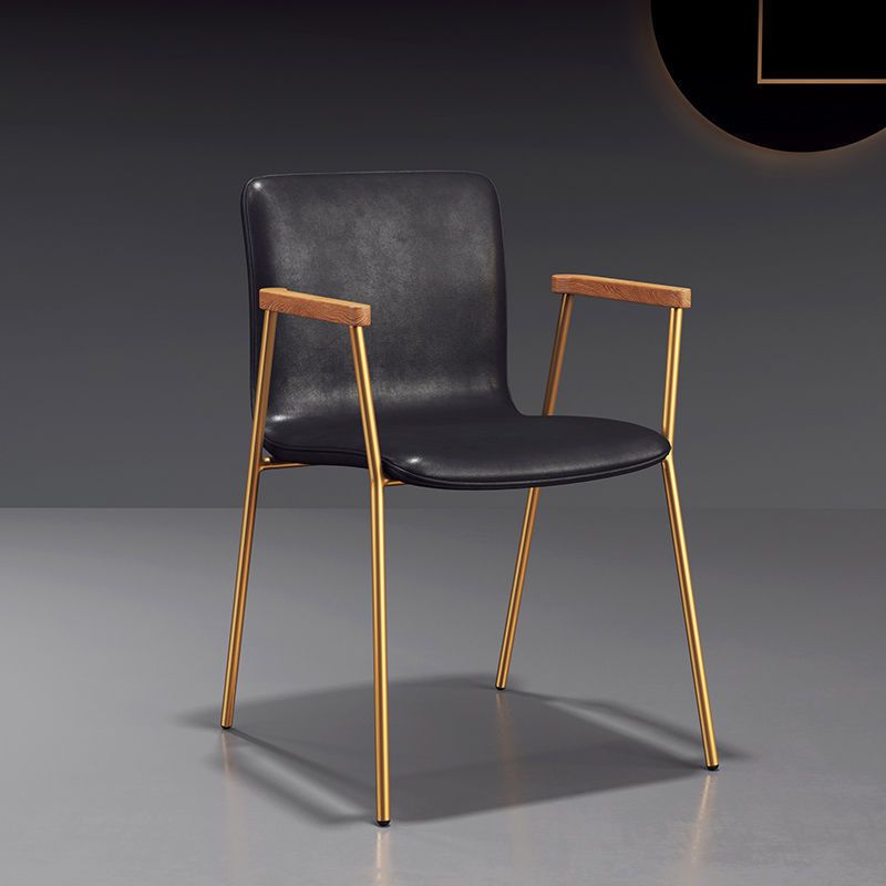 Industrial Metal Chair Dining Room Faux Leather Upholstered Arm Chair Clearhalo 'Dining Chairs' 'Dining Tables & Seating' 'dining_chair' 'furn' 'furn_dining_chair' 'Furniture' 'Kitchen & Dining Furniture' 1200x1200_7103166d-90d0-4b9a-bfec-c51ae329ee82