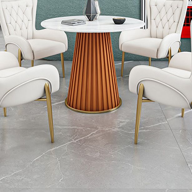 Glam Sintered Stone Dining Table Round Dinner Room Kitchen Table with Pedestal Base Clearhalo 'Dining Tables & Seating' 'Dining Tables' 'dining_table' 'furn' 'furn_dining_table' 'Furniture' 'furniture_dining_table' 'Kitchen & Dining Furniture' 'kitchen' 'kitchen_dining_table' 1200x1200_710378d5-708f-4db2-9baf-918f9bfcc0b7