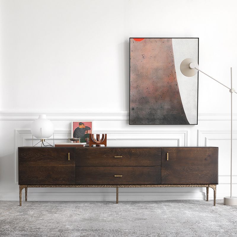 Glam Brown Media Console Wood TV Console with Metal Legs for Living Room Clearhalo 'furn' 'furn_tv_stands_entertainment_centers' 'Furniture' 'Living Room Furniture' 'TV Stands & Entertainment Centers' 'TV Stands & Media Storage Furniture' 'tv_stands_entertainment_centers' 1200x1200_7105ac29-3d20-4a85-8b2b-93b332f7a4e9