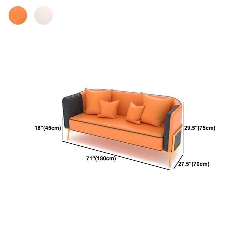 Sofá de brazo de esmoquin moderno 29.53 "HE SEATIS DE LEATRA FAUX DE H CON MARCO DE ORO