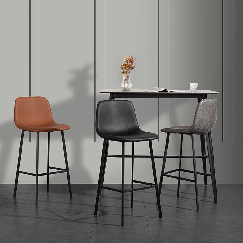 Contemporary Counter Stools Armless Leather Indoor Bar Stool with Iron Base Clearhalo 'Bar Furniture' 'Bar Stools' 'bar_stools' 'furn' 'furn_bar_stools' 'furniture_bar_stools' 'Kitchen & Dining Furniture' 'kitchen&dining_furn' 'kitchen' 'kitchen_furn' Furniture' 1200x1200_710a7633-86d6-4f43-8791-5f3b37d80e11
