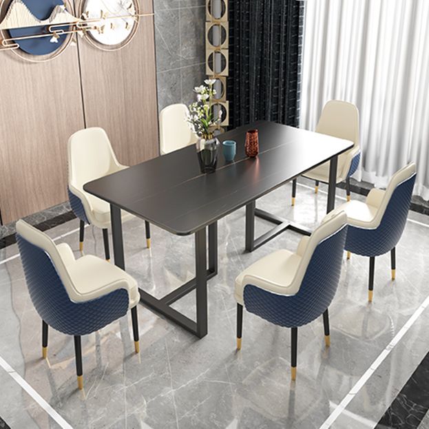 Glam Iron Dinette Set 1/2/5/7 Pieces Dining Table Set with Rectangle Sintered Stone Top Clearhalo 'Dining Room Sets' 'Dining Tables & Seating' 'dining_room_set' 'furn' 'furn_dining_room_set' 'Furniture' 'furniture_dining_room_set' 'Kitchen & Dining Furniture' 1200x1200_710aa805-5c08-4e79-9317-a82d18de311b
