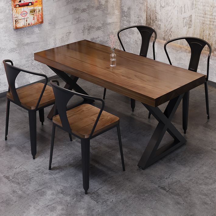 Industrial Style Solid Wood Top Dining Room Set with 4 Legs Table Dining Table Furniture Clearhalo 'Dining Room Sets' 'Dining Tables & Seating' 'dining_room_set' 'furn' 'furn_dining_room_set' 'Furniture' 'furniture_dining_room_set' 'Kitchen & Dining Furniture' 'kitchen&dining_furn' 'kitchen' 1200x1200_710afc4d-4b90-4d11-9096-5fefed304778