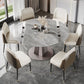 Metal and Slate Table Modern Minimalist Family Retractable Round Dining Table