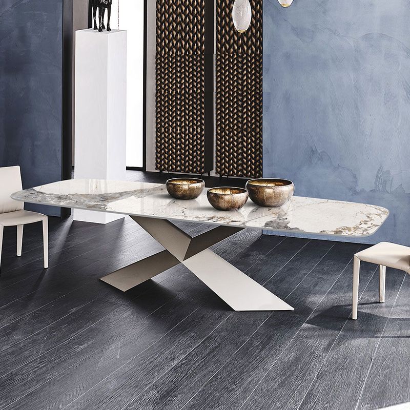 Metal Traditional Luxury Rectangular Dining Table Sintered Stone Dining Table with Pedestal Base Clearhalo ' dining_table' 'Dining Tables & Seating' 'Dining Tables' 'furn' 'furn_dining_table' 'Furniture' 'furniture_dining_table' 'Kitchen & Dining Furniture' 'kitchen&dining_furn' 'kitchen' 'kitchen_dining_table' 1200x1200_710c73b7-a7e3-43a3-bfa7-4a8285640a08