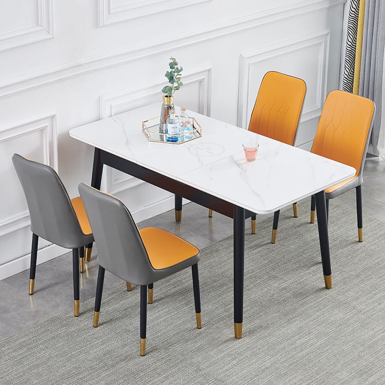 Contemporary Rectangle Dining Room Table White Sintered Stone Table with 4 Legs Clearhalo ' dining_table' 'Dining Tables & Seating' 'Dining Tables' 'furn' 'furn_dining_table' 'Furniture' 'furniture_dining_table' 'Kitchen & Dining Furniture' 'kitchen&dining_furn' 'kitchen' 'kitchen_dining_table' 1200x1200_710e5848-c7f6-4416-b9ac-6f8d7416c8f9