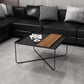 Table basse à pieds croisés, Table basse en fer noir avec plateau