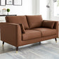 Contemporary Faux Leather Square Arm Sofa Cushions Standard Sofa