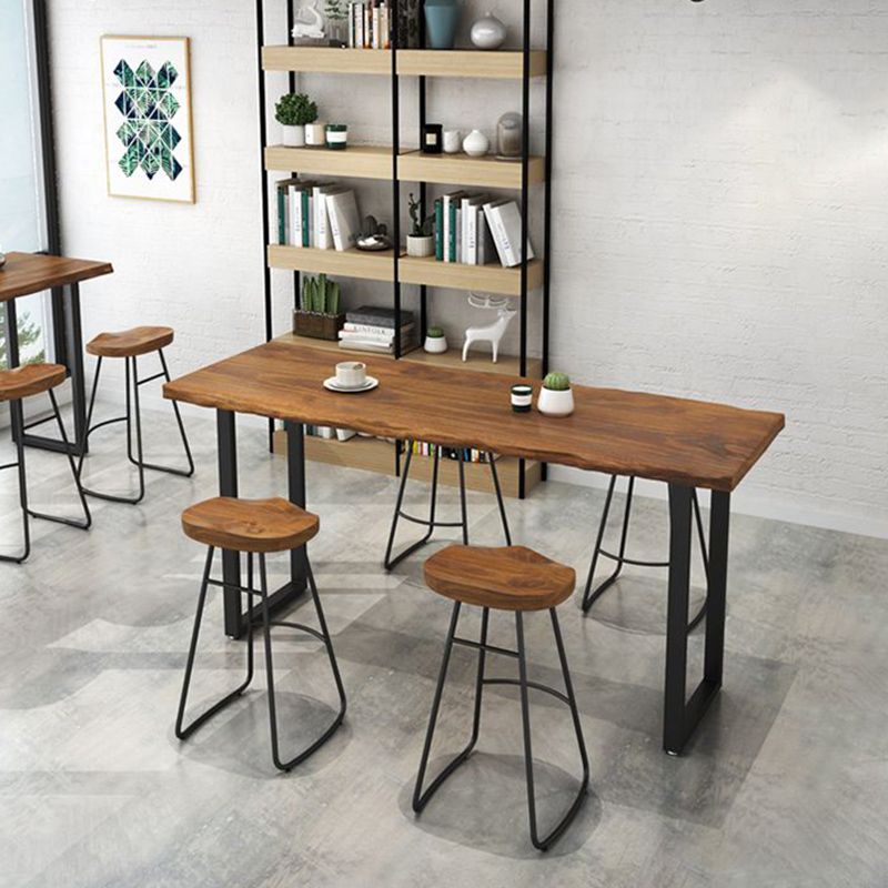 Industrial Style Rectangle Bar Table Solid Wood Bistro Bar Desk with Sled Base Clearhalo 'Bar Furniture' 'Bar Tables' 'bar_tables' 'furn' 'furn_bar_tables' 'Furniture' 'Kitchen & Dining Furniture' 1200x1200_71102157-02b2-4384-9b4e-4f06ab90f36b