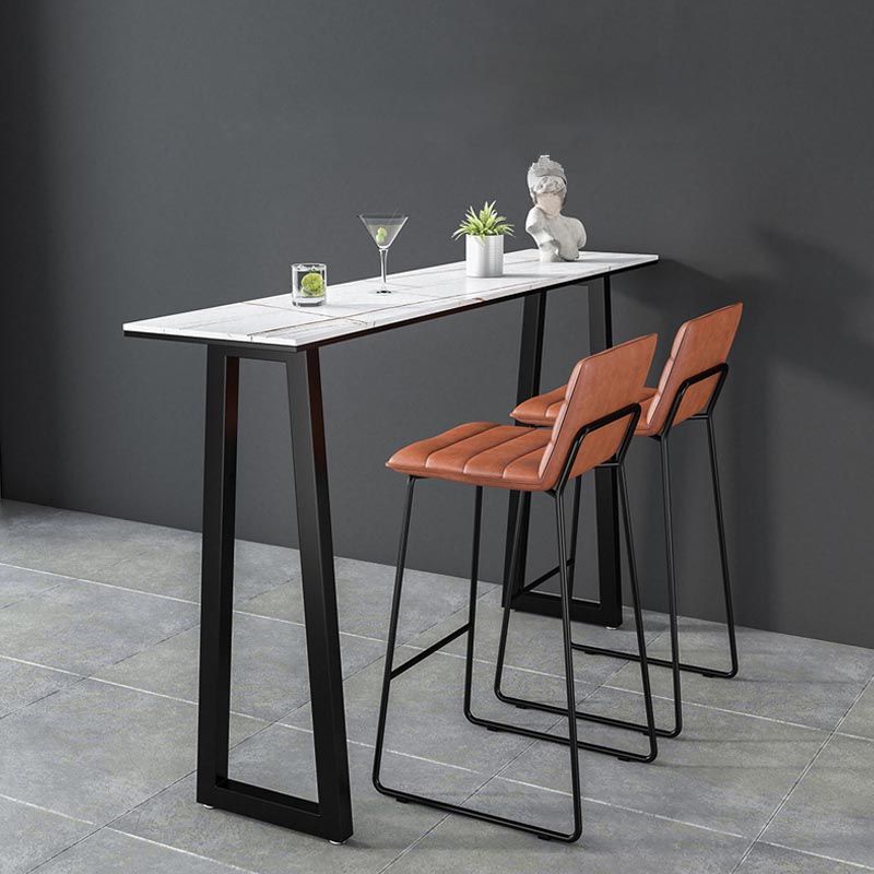 Black and Metal Base Table Rectangle Industrial Sintered Stone Bar Table Clearhalo 'Bar Furniture' 'Bar Tables' 'bar_tables' 'furn' 'furn_bar_tables' 'Furniture' 'Kitchen & Dining Furniture' 1200x1200_711288a6-9b98-4bd8-9abd-7d57e4754f8f