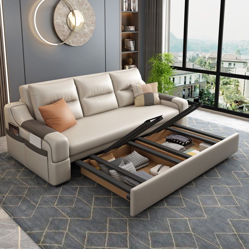 Bonded lederen bank futon hedendaagse futon slaper bank met opslag