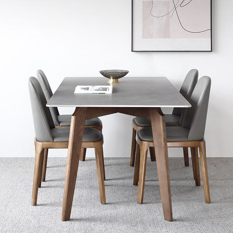 Modern Sintered Stone Top Dining Set Rectangle 1/3/4/5 Pieces Wooden Dining Room Table Set Clearhalo 'Dining Room Sets' 'Dining Tables & Seating' 'dining_room_set' 'furn' 'furn_dining_room_set' 'Furniture' 'Kitchen & Dining Furniture' 1200x1200_7117f1d9-819b-4830-94d2-9a280ff92615