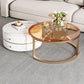 Table basse avec plateau en verre, 2 tables gigognes avec rangement