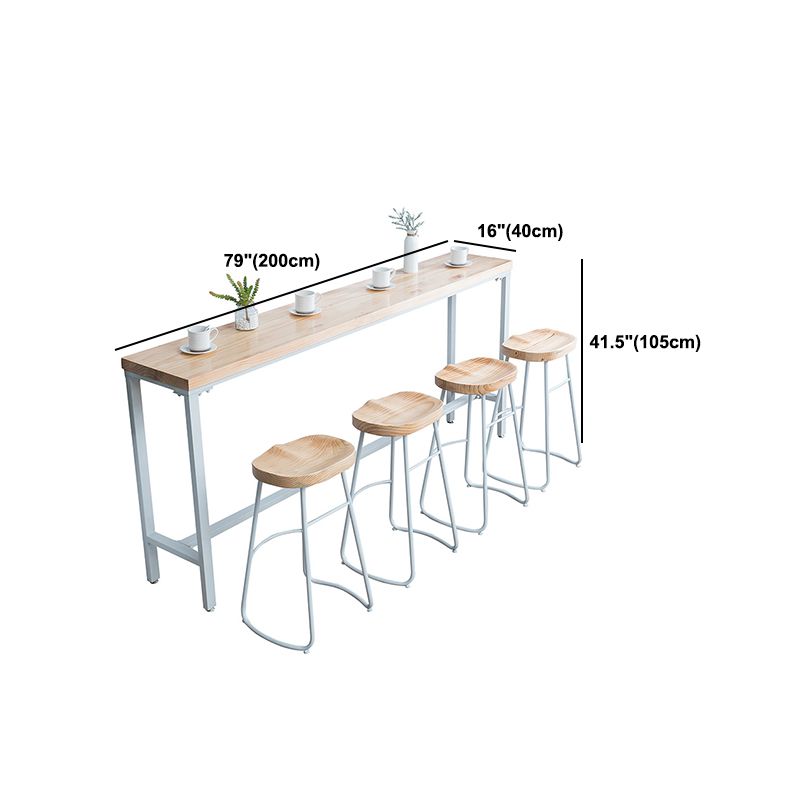 Tabella del bistrot industriale telaio in metallo bianco tavolo da top in legno naturale
