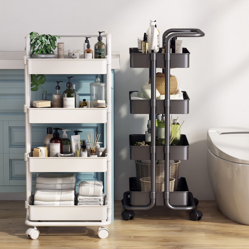 Modern Metal Frame Etagere Bookshelf White and Black Bookcase with Caster Wheels Clearhalo 'Bookcases' 'furn' 'furn_bookcases' 'Furniture' 'Office Furniture' 1200x1200_711f5f53-b157-47b6-960c-e31da88b7379