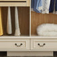 White Wood Freestanding Wardrobe Modern Wardrobe with Solid Wood Legs