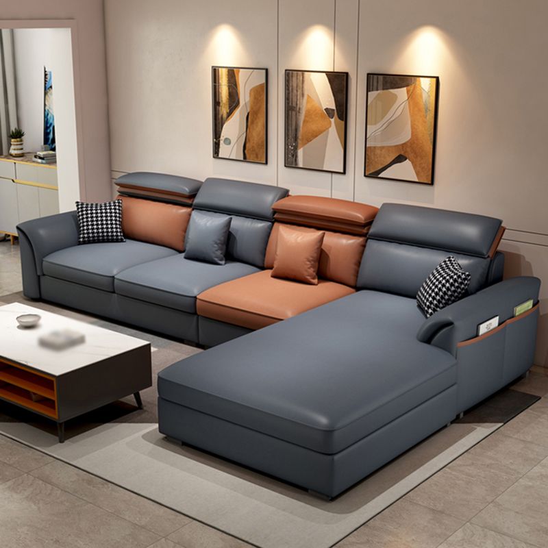 Sección de brazo superior de almohada de cuero de cuero falso con almacenamiento y chaise