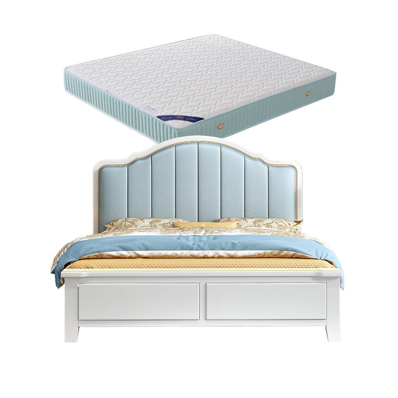 Telaio da letto in pelle con finto letto standard in legno glam con testiera
