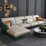 Faux Leather Recessed Arm Sofa Stain-Resistant Sectional with Pillowed Back Clearhalo 'furn' 'furn_sectionals' 'Furniture' 'furniture_sectionals' 'kitchen' 'kitchen_sectionals' 'Living Room Furniture' 'Sectionals' 1200x1200_712305d5-47c3-45b8-a580-03bf53e470e7