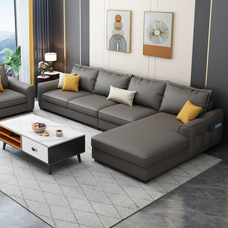 35.4 "H Faux Leder ausgestattetem Armsofa & Chaise für Wohnzimmer