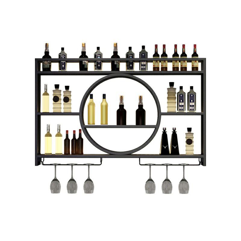 Wall Mounted Wine Rack Metal Wine Bottle & Glass Rack without Light