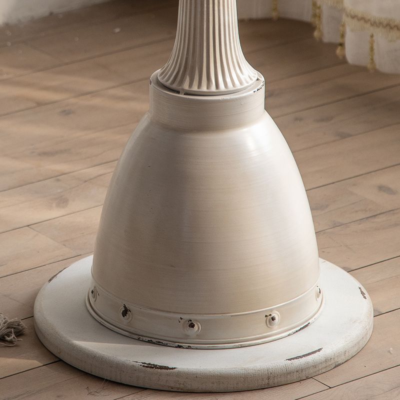 Rustic Wooden Round Top Side Table Metal Pedestal End Table - Distressed Surface Treatment