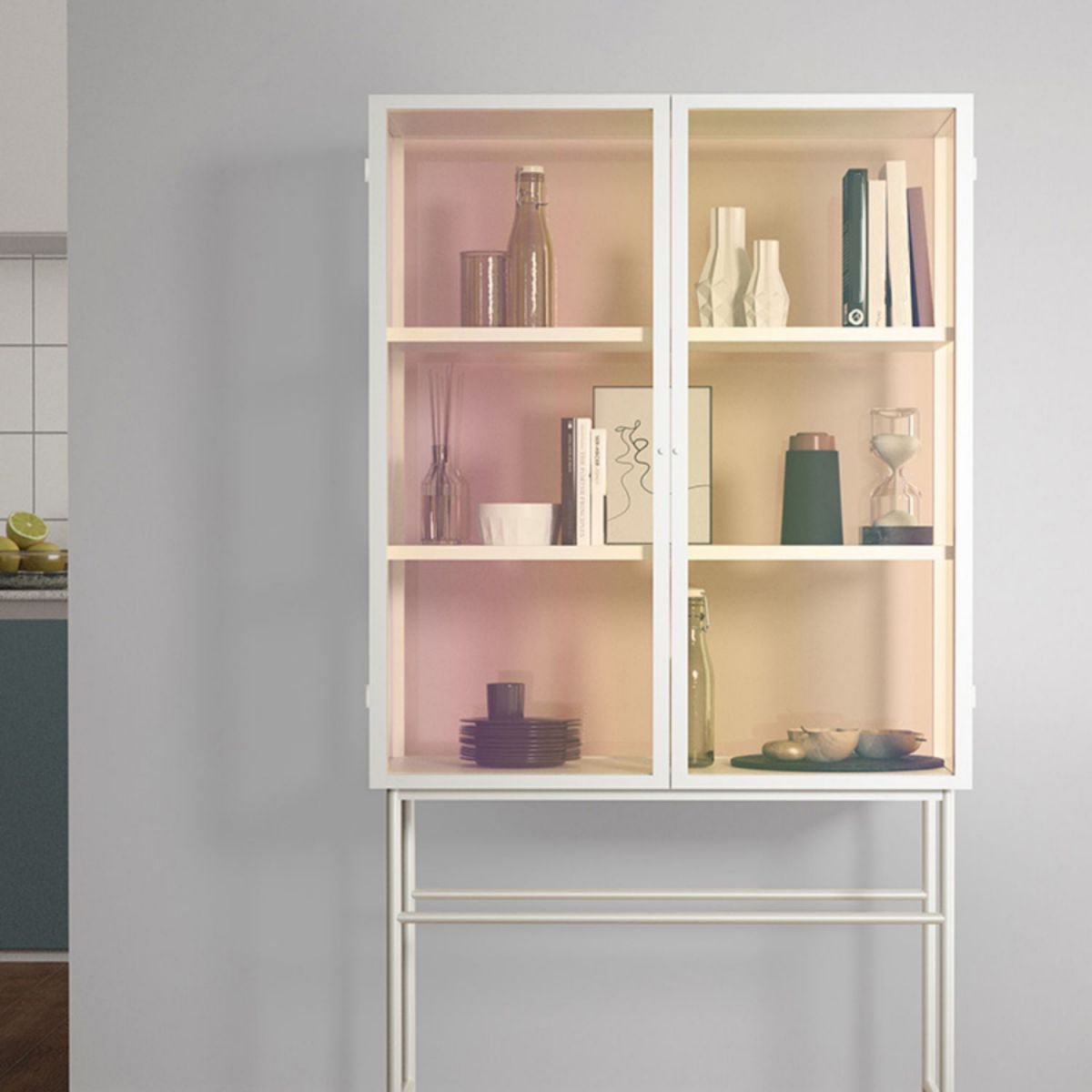 Modern Metal Buffet Sideboard 2 Doors Buffet Server for Dining Room,27.5"L x 13"W x 61"H Clearhalo 'buffet_sideboard' 'Buffets & Sideboards' 'furn' 'furn_buffet_sideboard' 'Furniture' 'Kitchen & Dining Furniture' 1200x1200_7125556c-f675-4cb8-99ab-d3135dce60c3