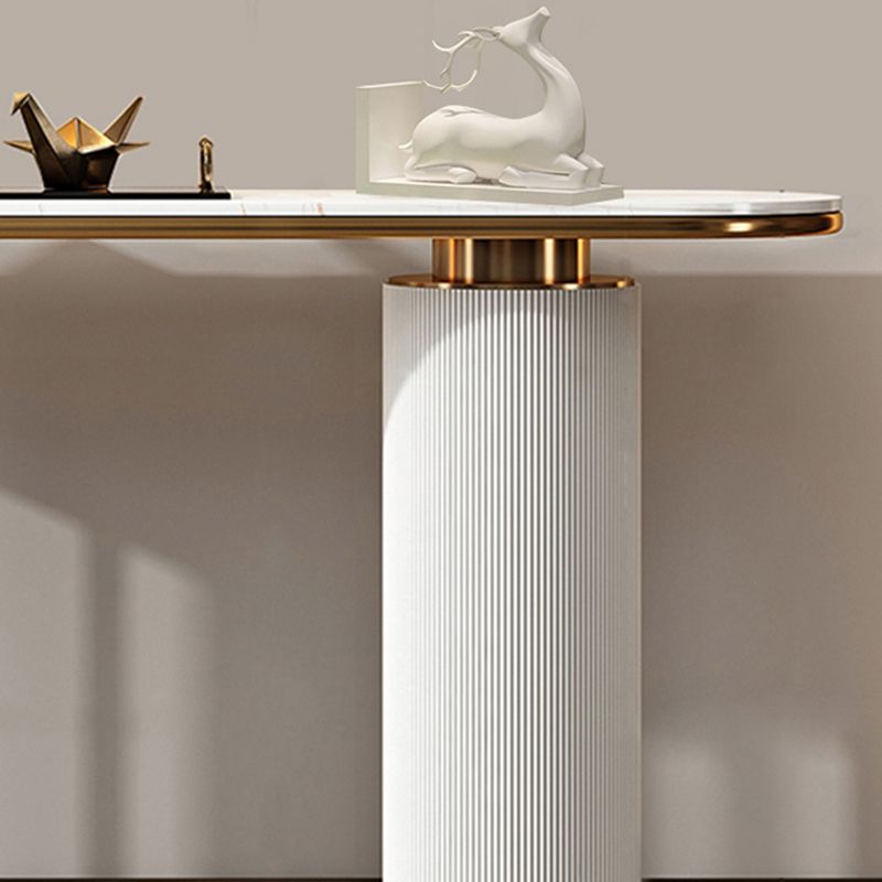 Mesa de consola oval de glamour de piedra de sofá de la consola blanca para el salón