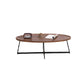 Stile moderno Black Metal Base Metal Bashing Wood/Walnut Oval/Round Table Top Side Table
