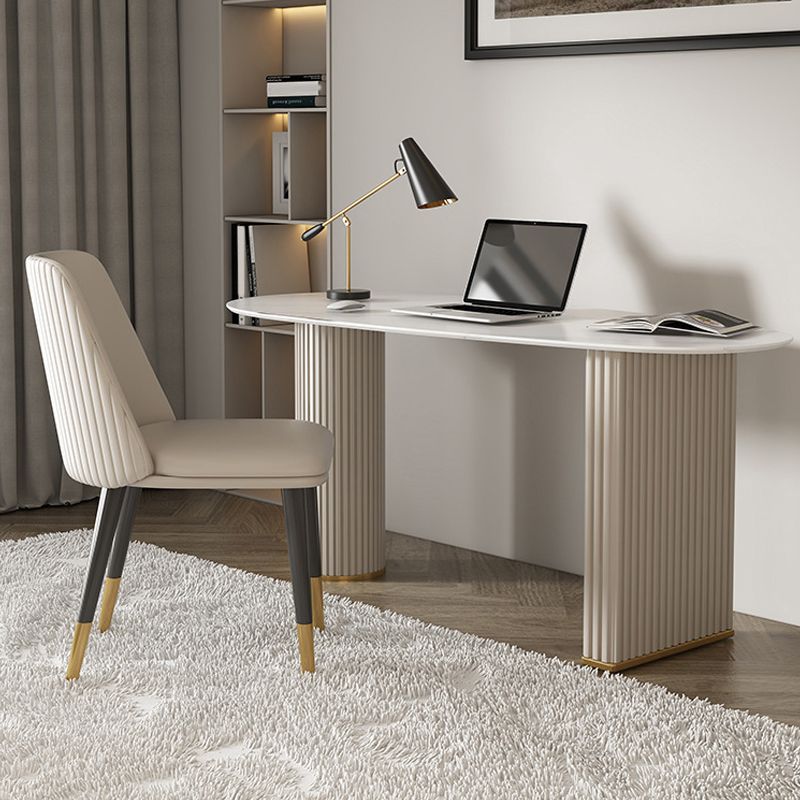 23 "Wide Glam Executive Desk White Office Desk met metalen benen