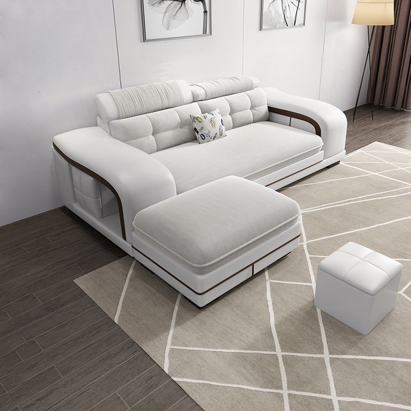 Velvet and Faux Leather Sloped Arms Modular Sectionals Sofa for Living Room Clearhalo 'furn' 'furn_sectionals' 'Furniture' 'Living Room Furniture' 'Sectionals' 1200x1200_71291345-c5a9-4c72-b849-58df55bc3844