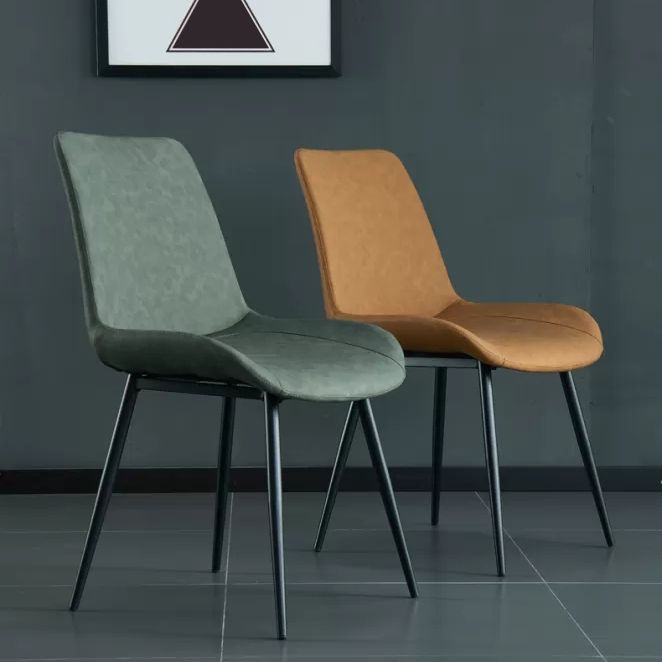 Modern Parsons Side Chair Matte Finish Leather Curved Chair for Brasserie Clearhalo ' kitchen&dining_furn' 'Dining Chairs' 'Dining Tables & Seating' 'dining_chair' 'Furniture' 'furniture_dining_chair' 'Kitchen & Dining Furniture' 'kitchen' 1200x1200_712957b7-0b19-4159-8188-78c13a142d8a